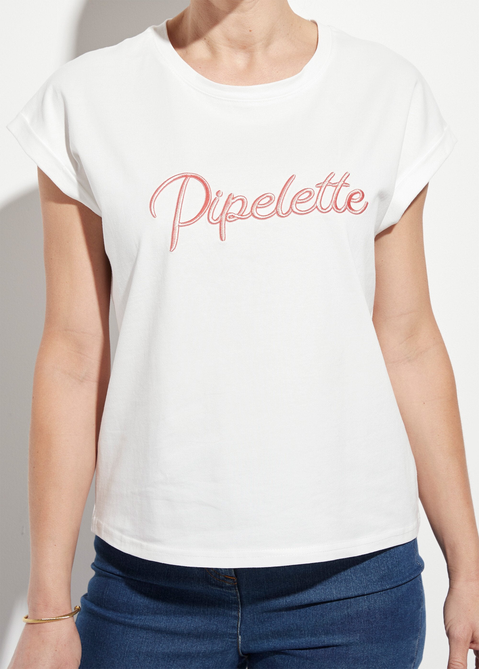Camiseta_de_cuello_redondo_con_mensaje_Pipelette_Blanco,_Blanca_DE1_slim