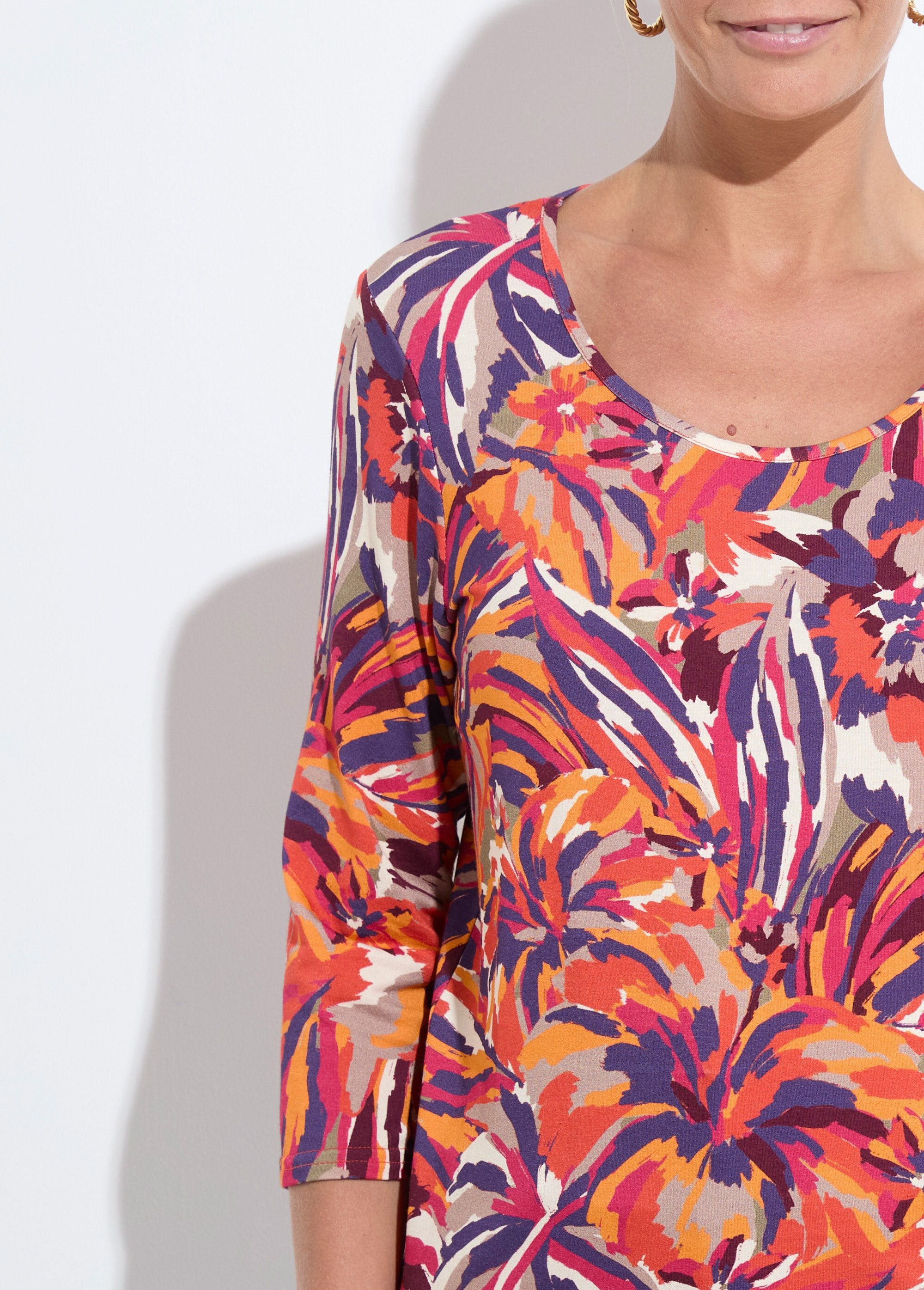 Camiseta_de_cuello_redondo_con_mangas_3/4_Estampado_de_miel_DE1_slim