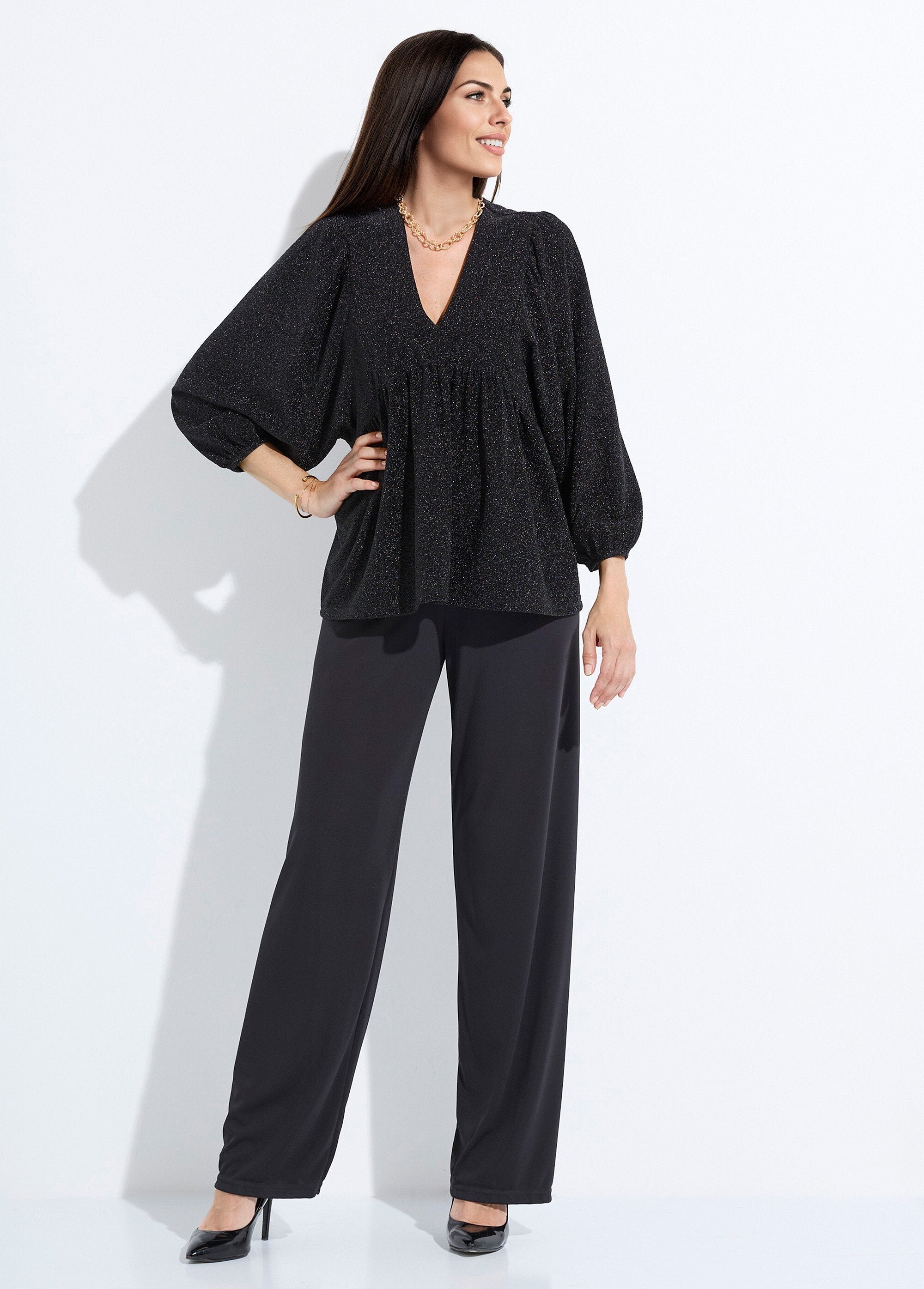 Camiseta_túnica_de_punto_brillante_con_mangas_abullonadas_Negro_SF1_slim