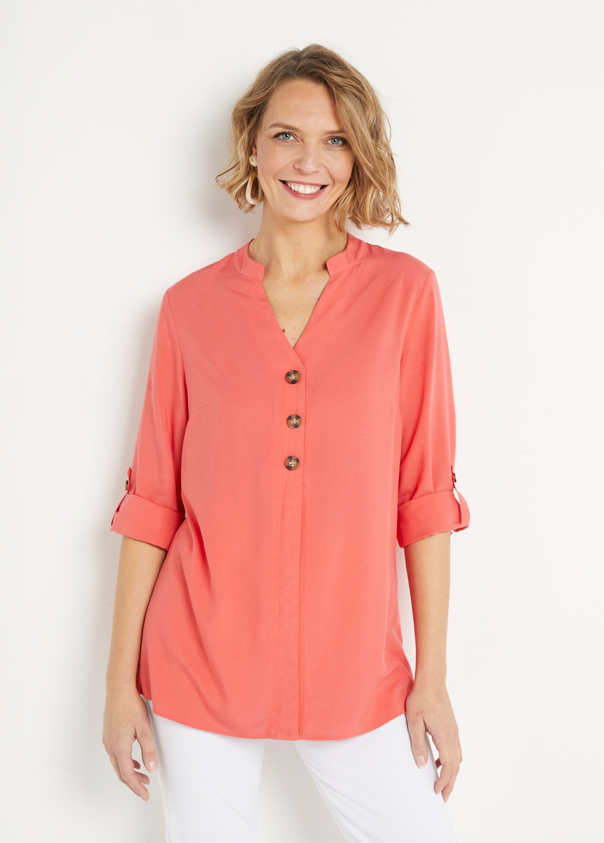 Túnica_larga_suelta_con_mangas_3/4._Coral_FA1_slim