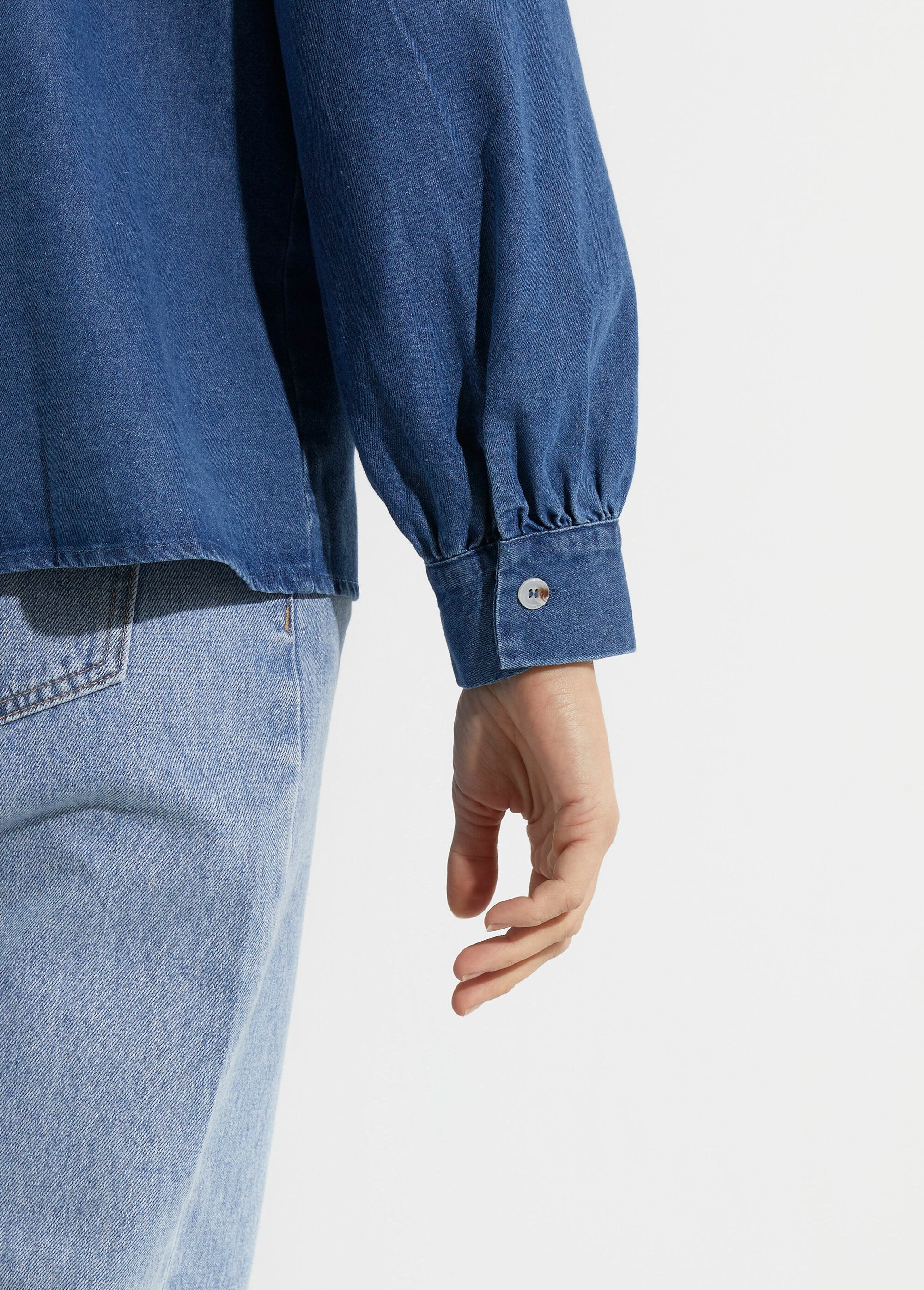 Chemise_en_jean_bohème_plissée_Bleu_stone_DE1_slim