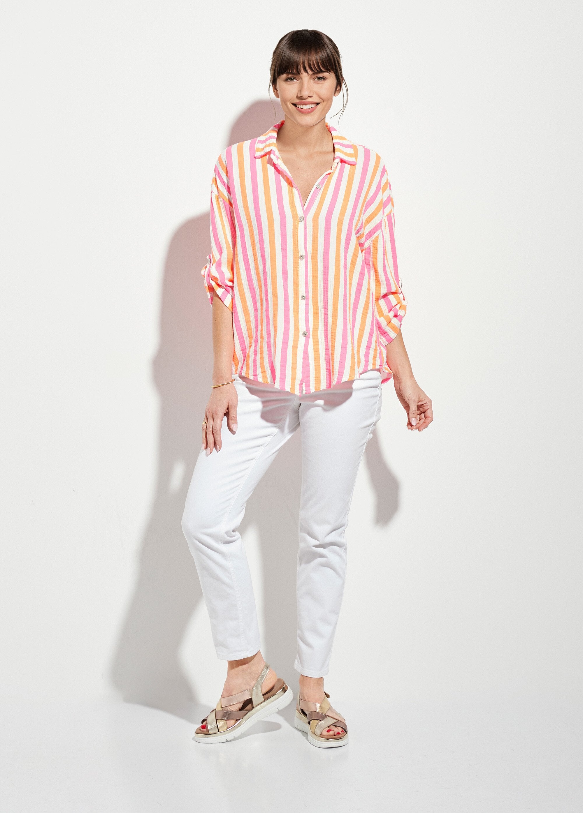 Blusa_de_gasa_de_algodón_con_rayas_fluorescentes_naranja_y_rosa_SF1_slim