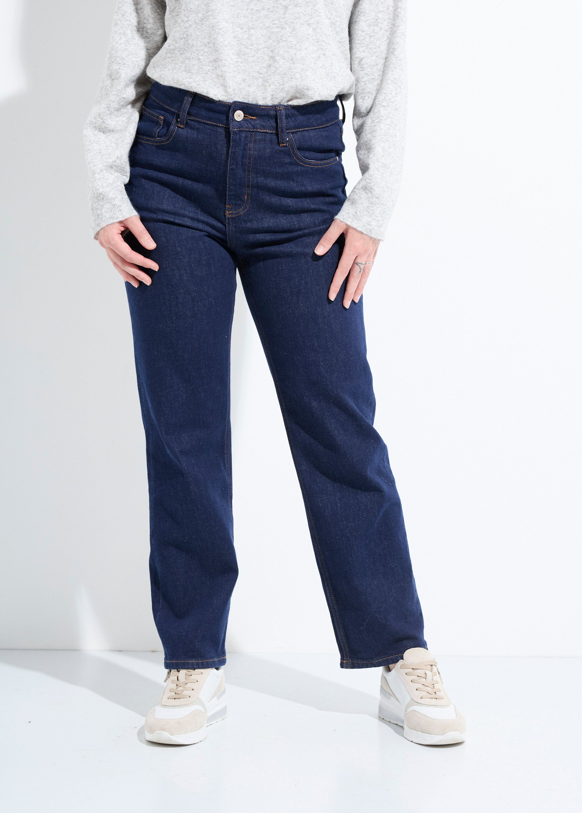 Vaqueros_rectos_de_5_bolsillos,_especial_PETITE_azul_crudo_FA1_slim