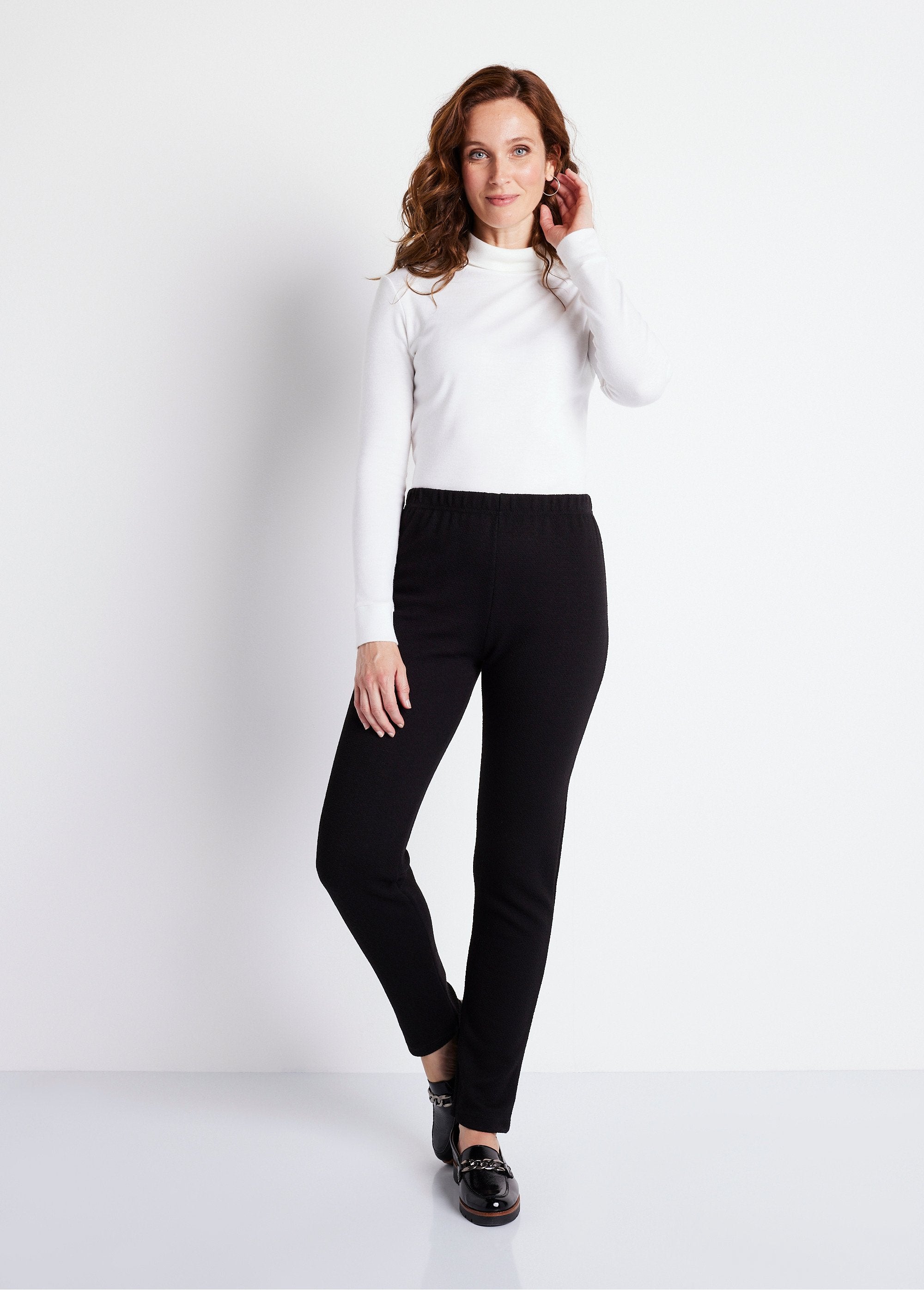 Leggings_de_punto_elástico_con_cintura_elástica_Negro_liso_SF1_slim