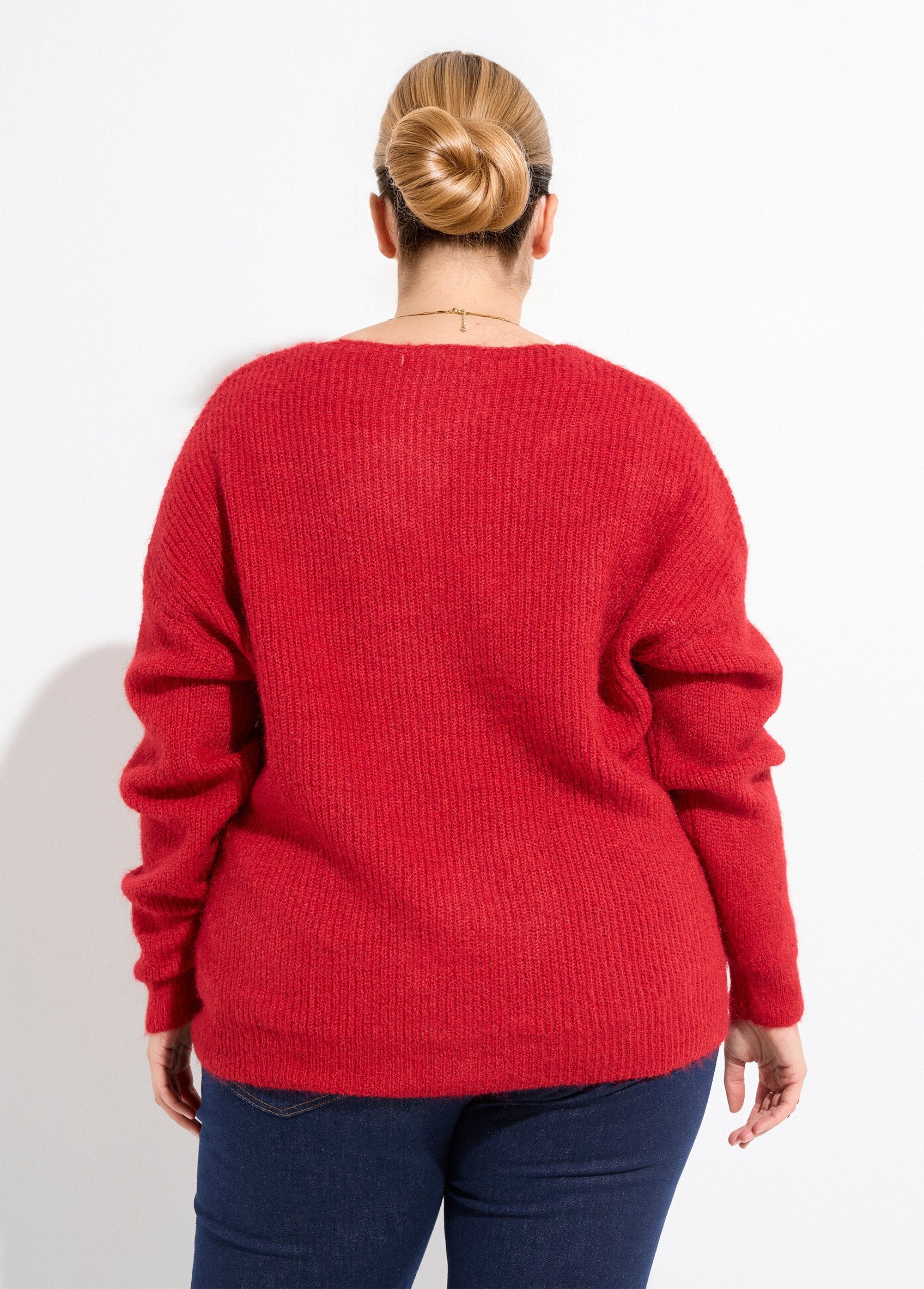 Pull_col_V_chaud_maille_mousseuse_laine_Rouge_DO1_curvy