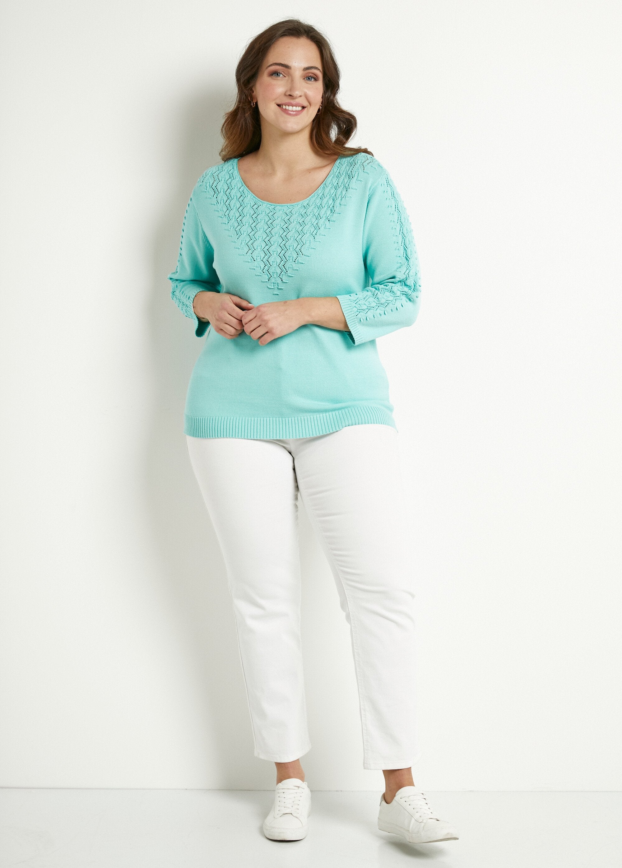 Jersey_punto_fantasía_cuello_redondo_liso_suave_Agua_SF1_curvy
