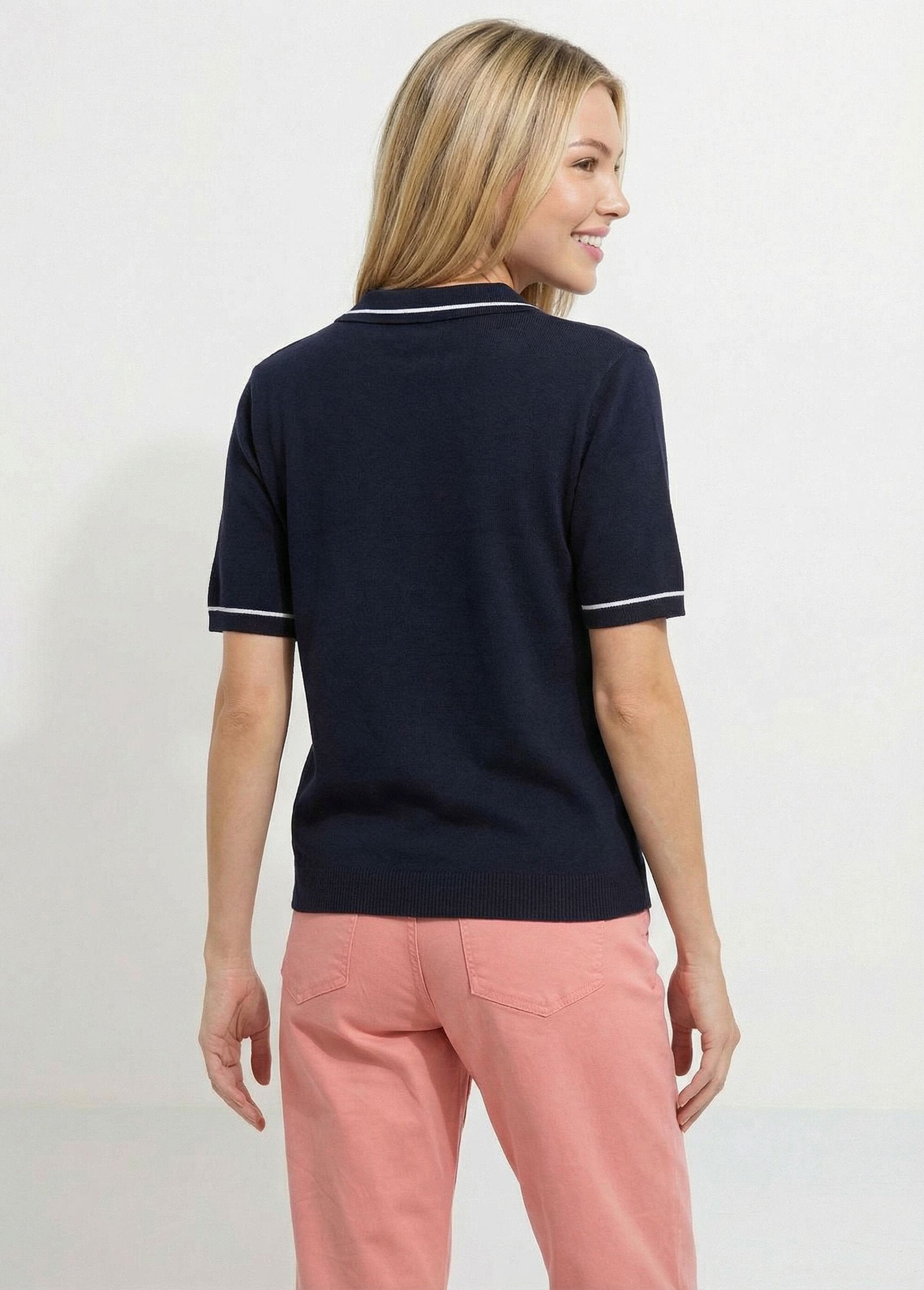 Pull_fin_col_polo_manches_courtes_Marine_DO1_slim