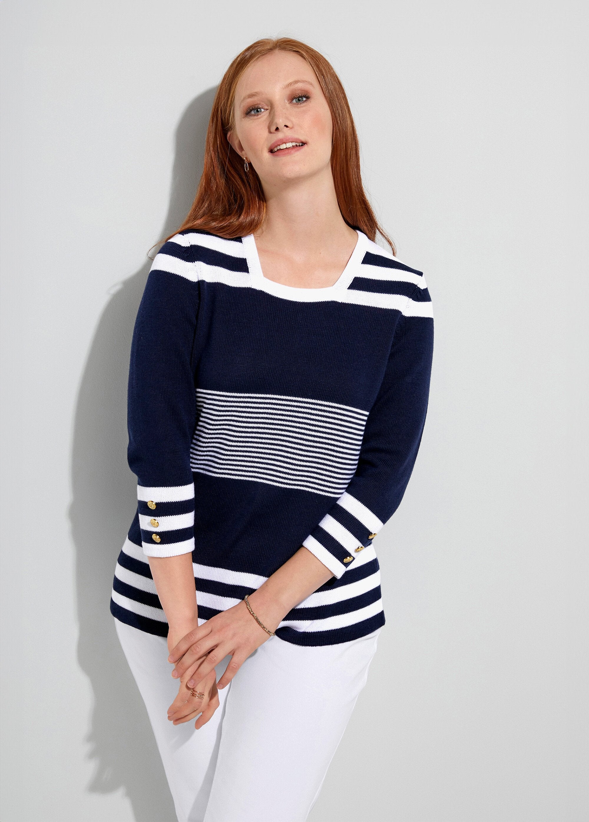 Jersey_de_algodón_a_rayas_manga_3/4_azul_marino_y_blanco_FA1_curvy