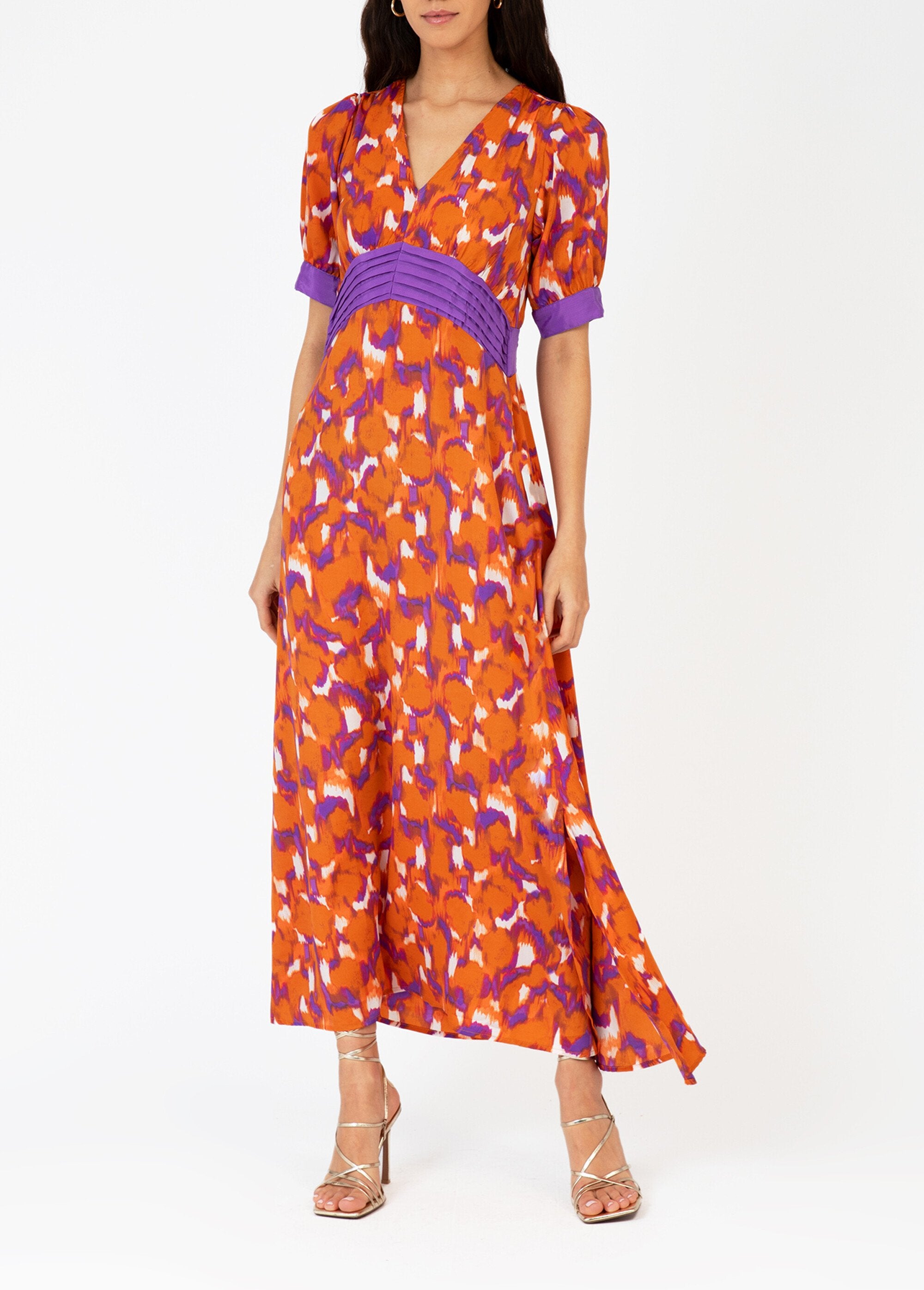 Vestido_largo_estampado_con_cintura_plisada_Orange_imprime_FA1_slim