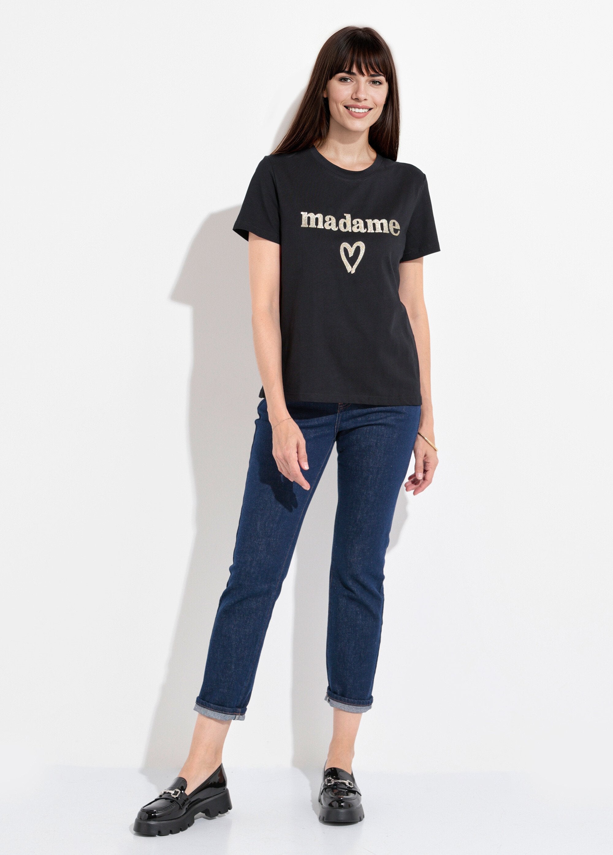 Camiseta_de_cuello_redondo_con_bordado_metalizado_Madame_Negro_SF1_slim