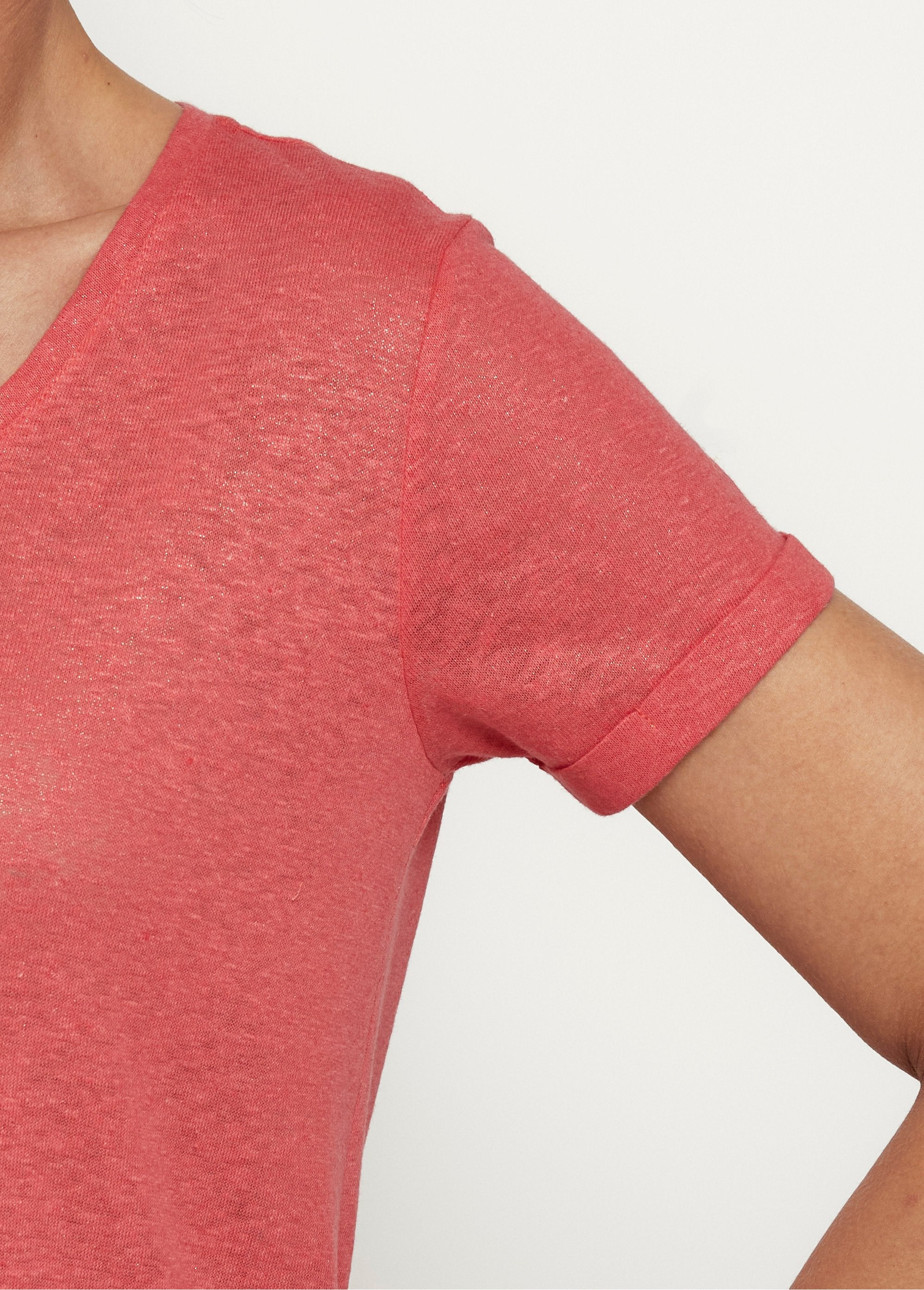 Camiseta_de_malla_metalizada,_algodón_y_lino._Coral_DE1_slim
