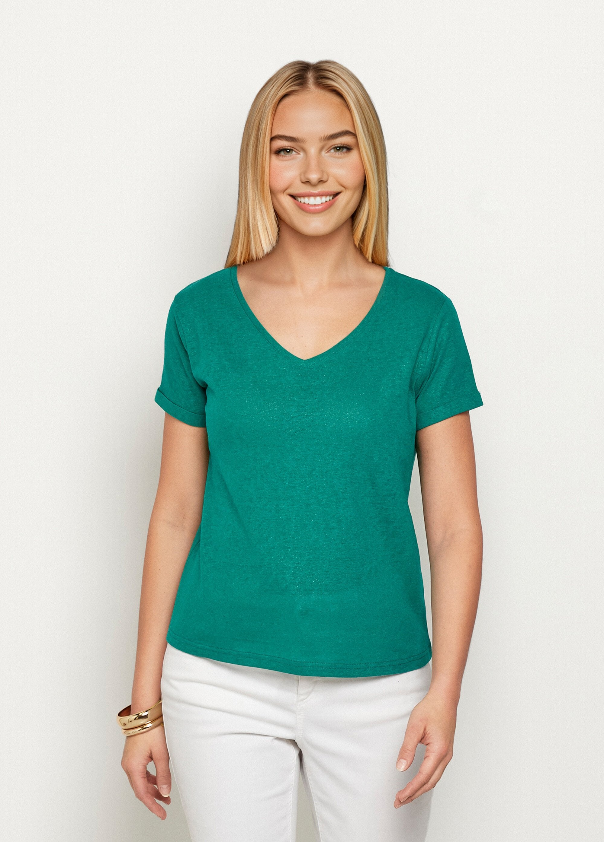 Camiseta_de_malla_metalizada,_algodón_y_lino._Verde_FA1_slim