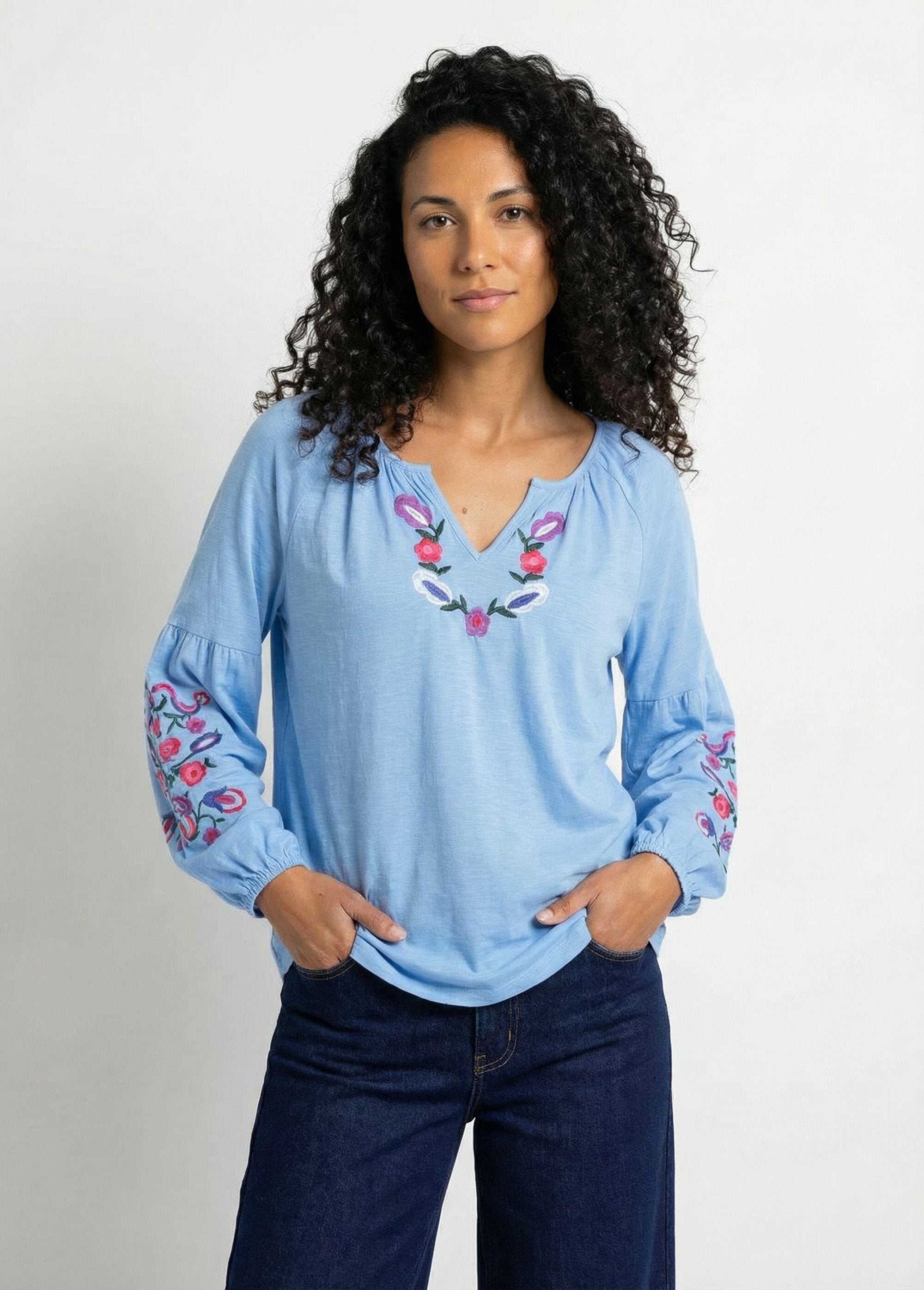 T-shirt_long_brodé_manches_longues_Bleu_jean_FA1_slim