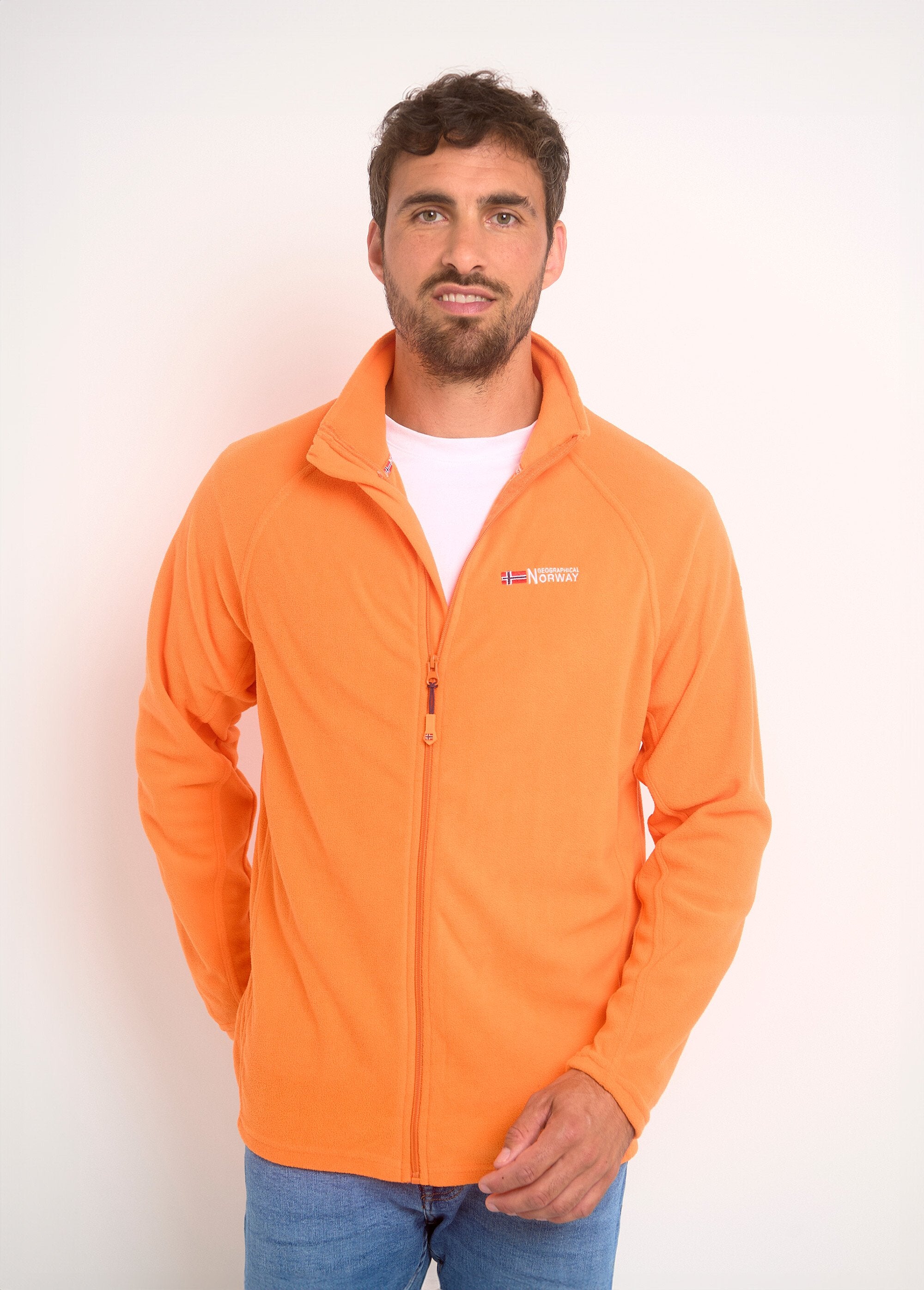 Veste_polaire_chaude_avec_col_montant_Orange_FA1_slim